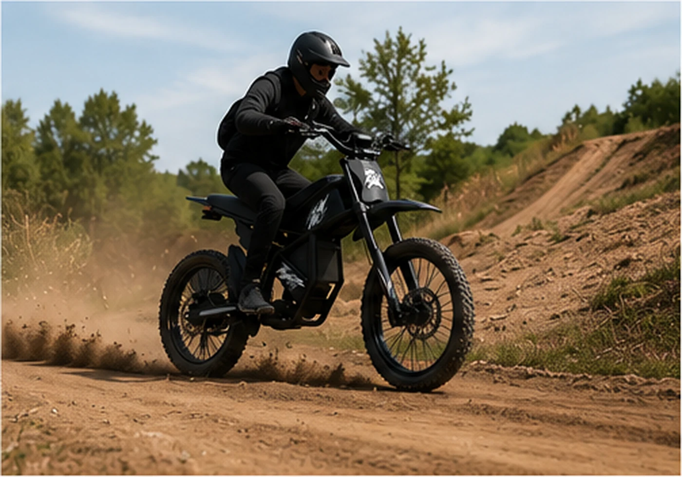 Elektrinis off-road motociklas specialioje uždaroje trasoje